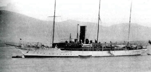 El buque Vita, que había sido El Giralda, de recreo de Alfonso XIII, a su llegada a Tampico (México)